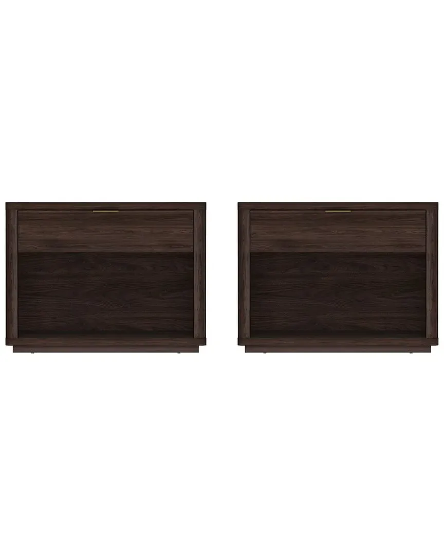 Evelyn 2.0 Nightstand with Full Extension Drawer - Brown, MDF