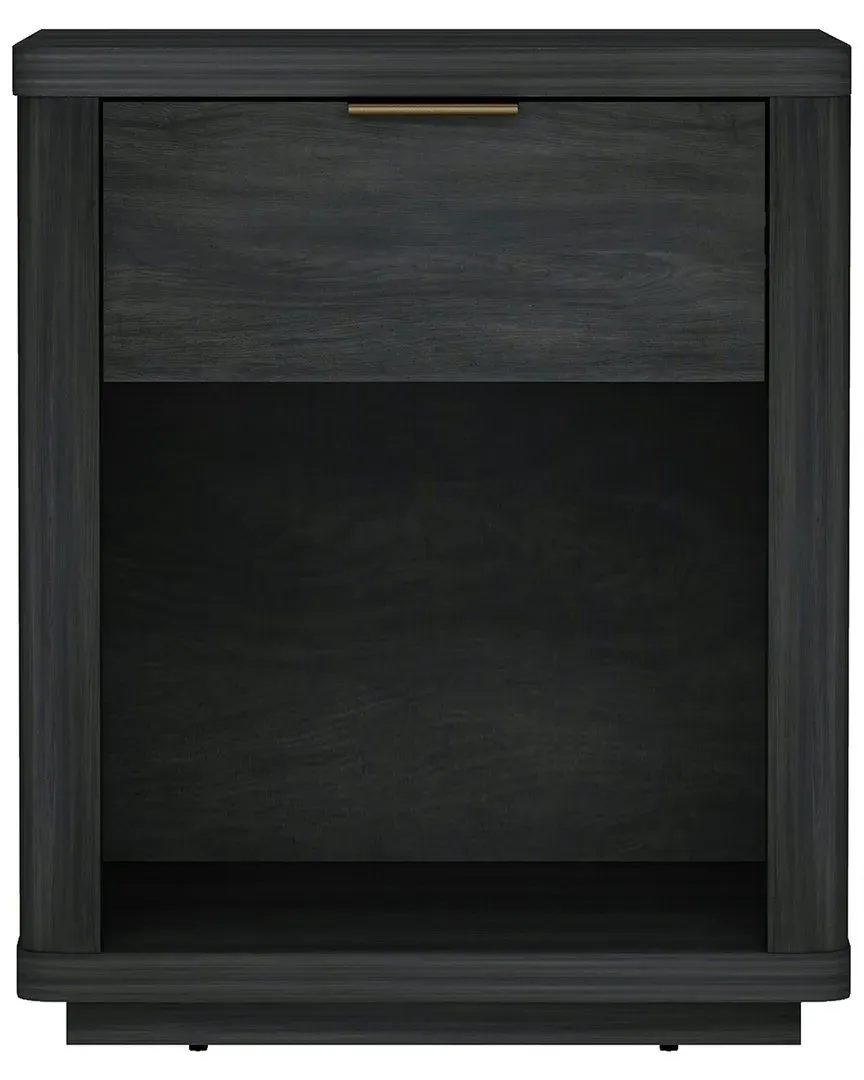 Evelyn Nightstand with Full Extension Drawer - Charcoal Grey, MDF