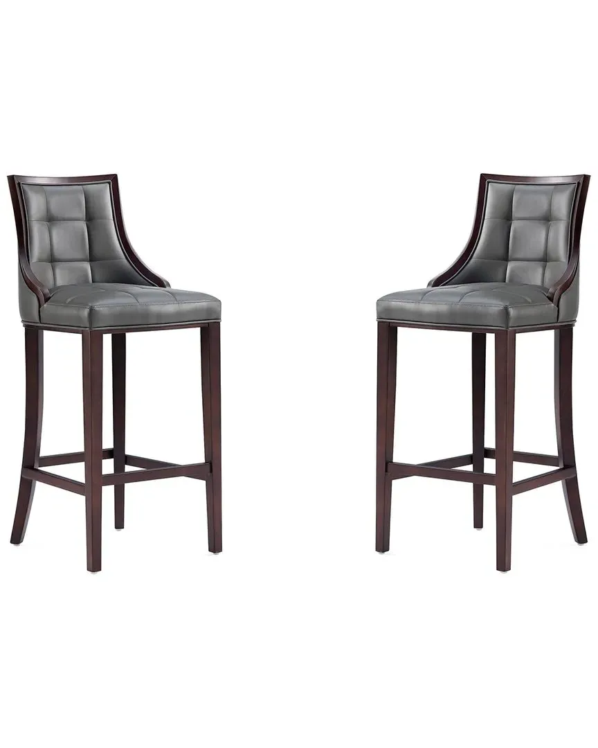 Fifth Avenue Set of 2 Bar Stools - Pebble Grey, Beech Wood image