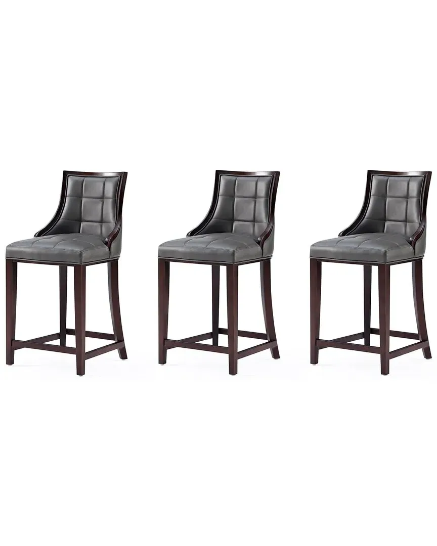 Fifth Avenue Set of 3 Counter Stools - Pebble Grey, Beech Wood