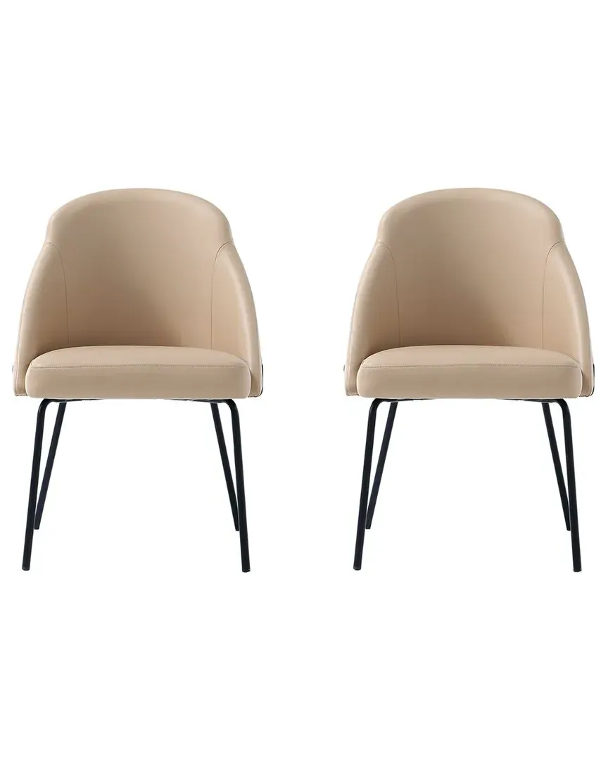 Gracie Dining Chair Set of 2 - Tan, Leatherette