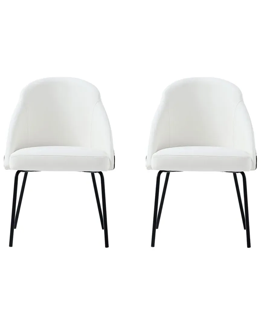 Gracie Dining Chair Set of 2 - White, Leatherette