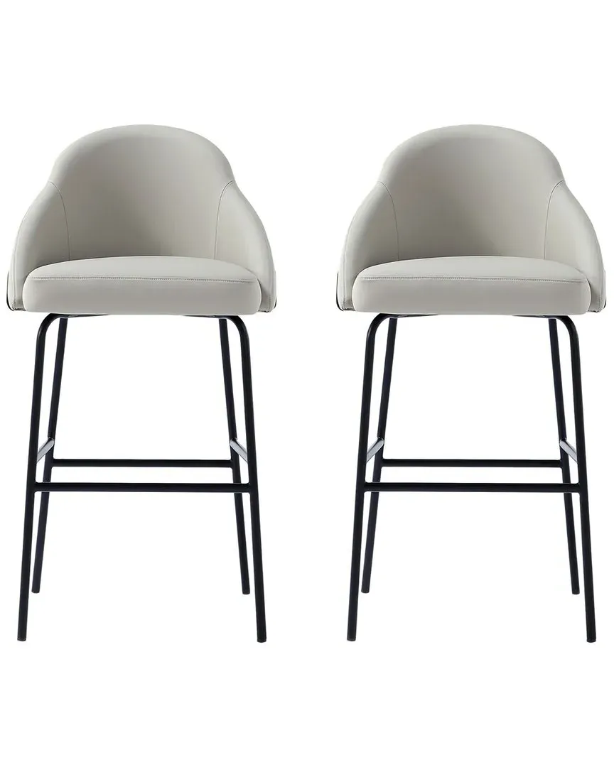 Gracie Set of 2 Barstools - Stone, Leatherette