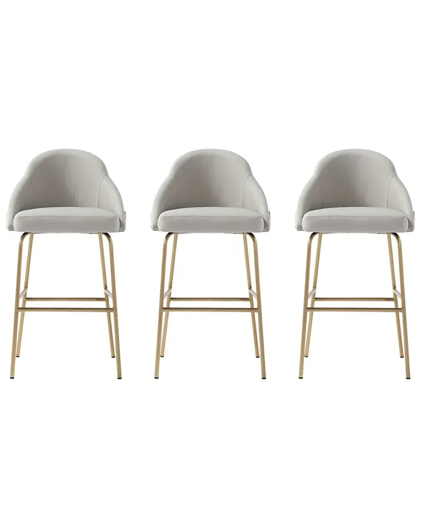 Gracie Set of 3 Bar Stools - Stone, Leatherette