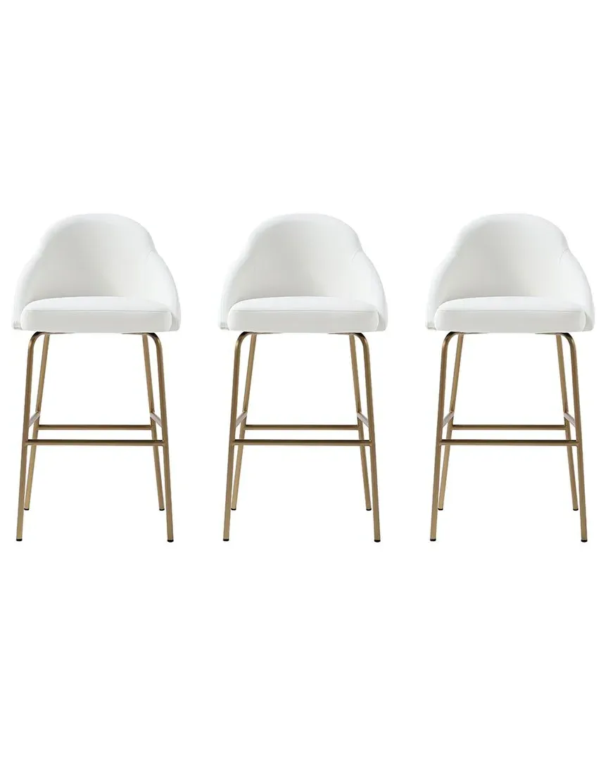 Gracie Set of 3 Bar Stools - White, Leatherette