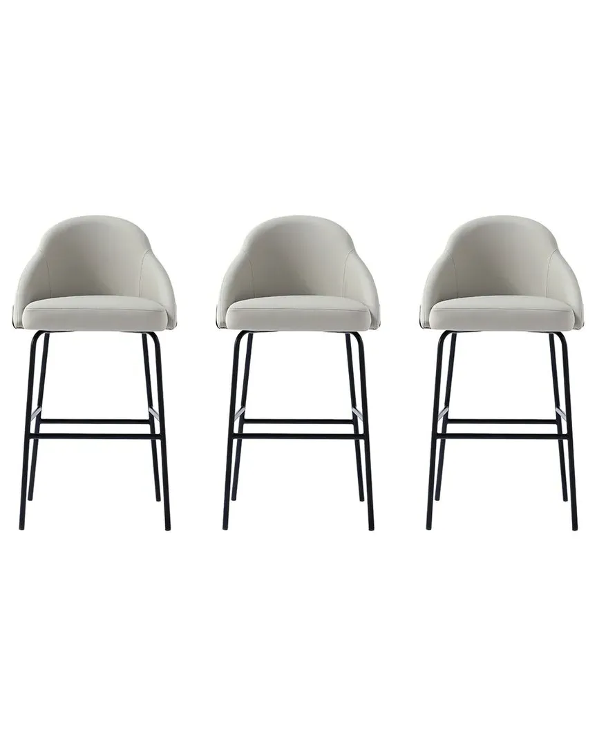 Gracie Set of 3 Barstools - Stone, Leatherette