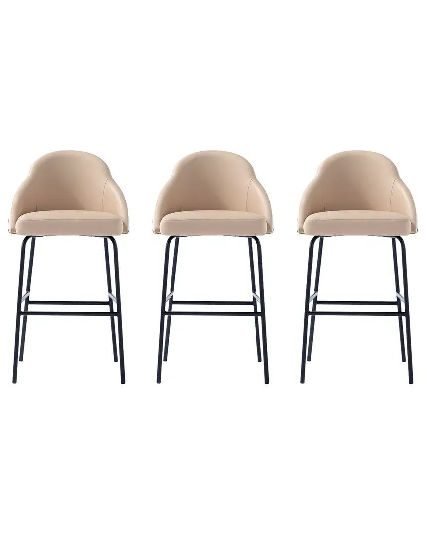 Gracie Set of 3 Barstools - Tan, Leatherette