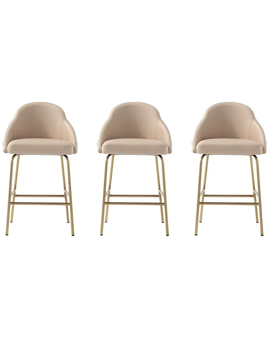 Gracie Set of 3 Counter Stools - Tan, Leatherette