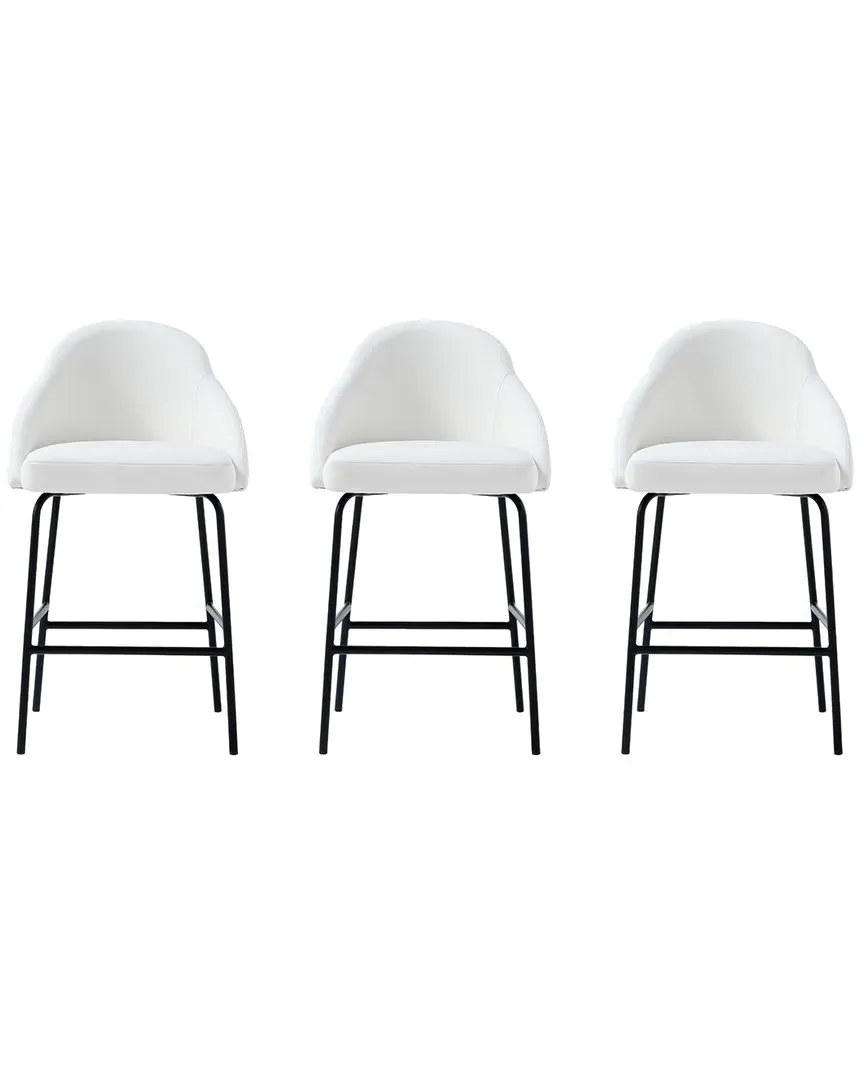 Gracie Set of 3 Counter Stools - White, Leatherette