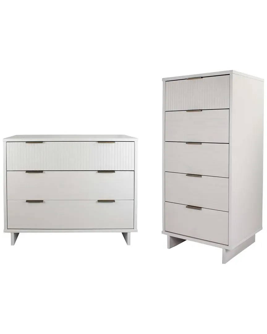 Granville Tall Narrow & Standard Dresser Set - White, Solid Wood