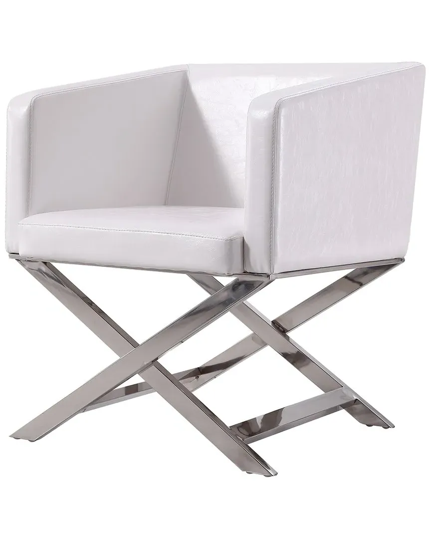 Hollywood Set of 2 Lounge Accent Chairs - White, Chrome