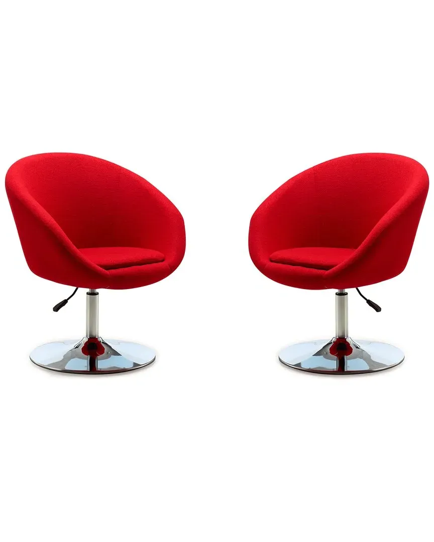 Hopper Swivel Adjustable Height Chairs Set of 2 - Red, Metal