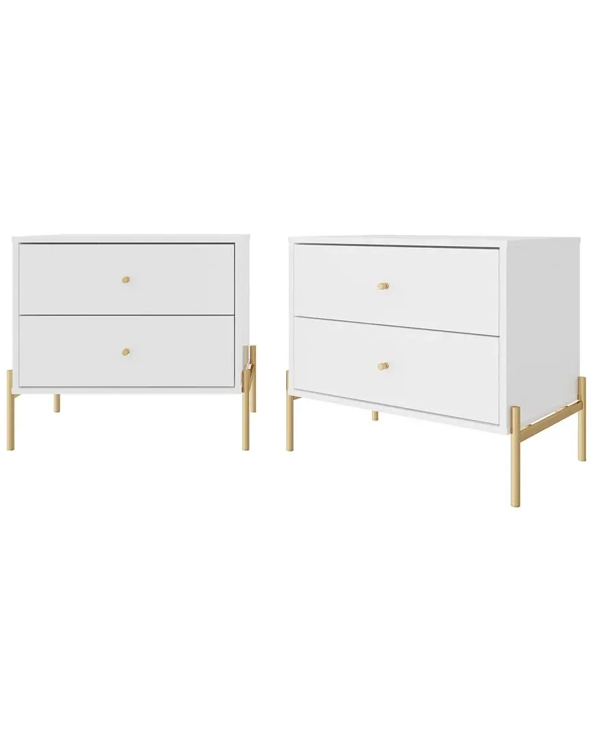 Jasper Set of 2 Nightstands - White, MDF