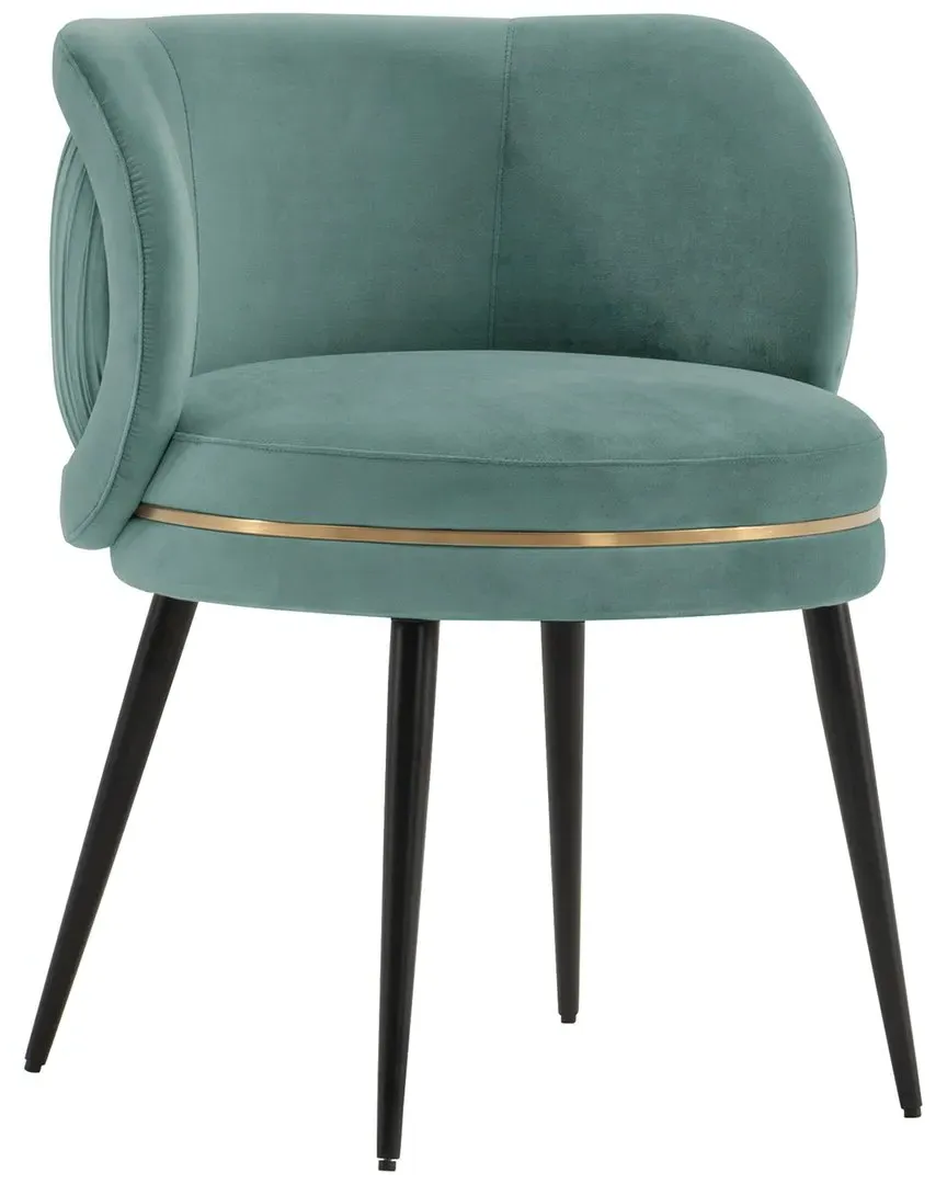 Kaya Pleated Dining Chair - Mint Green, Velvet image