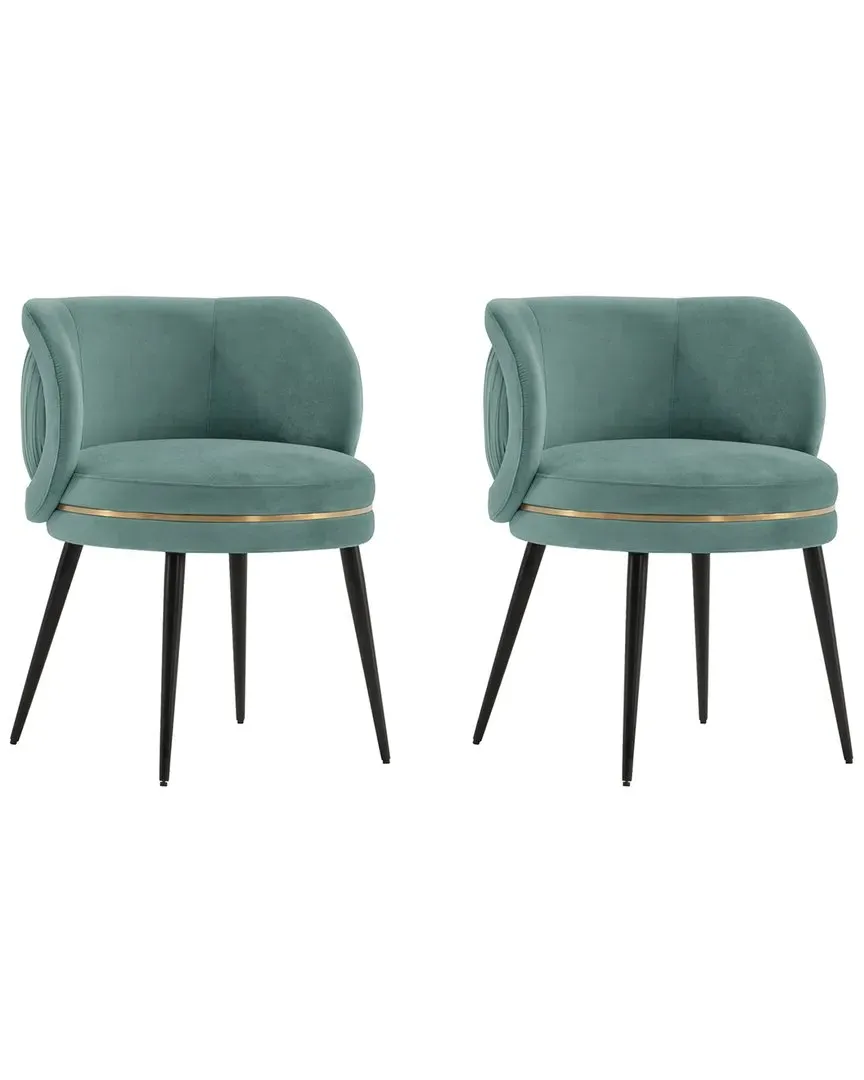 Kaya Set of 2 Dining Chairs - Mint Green, Velvet image