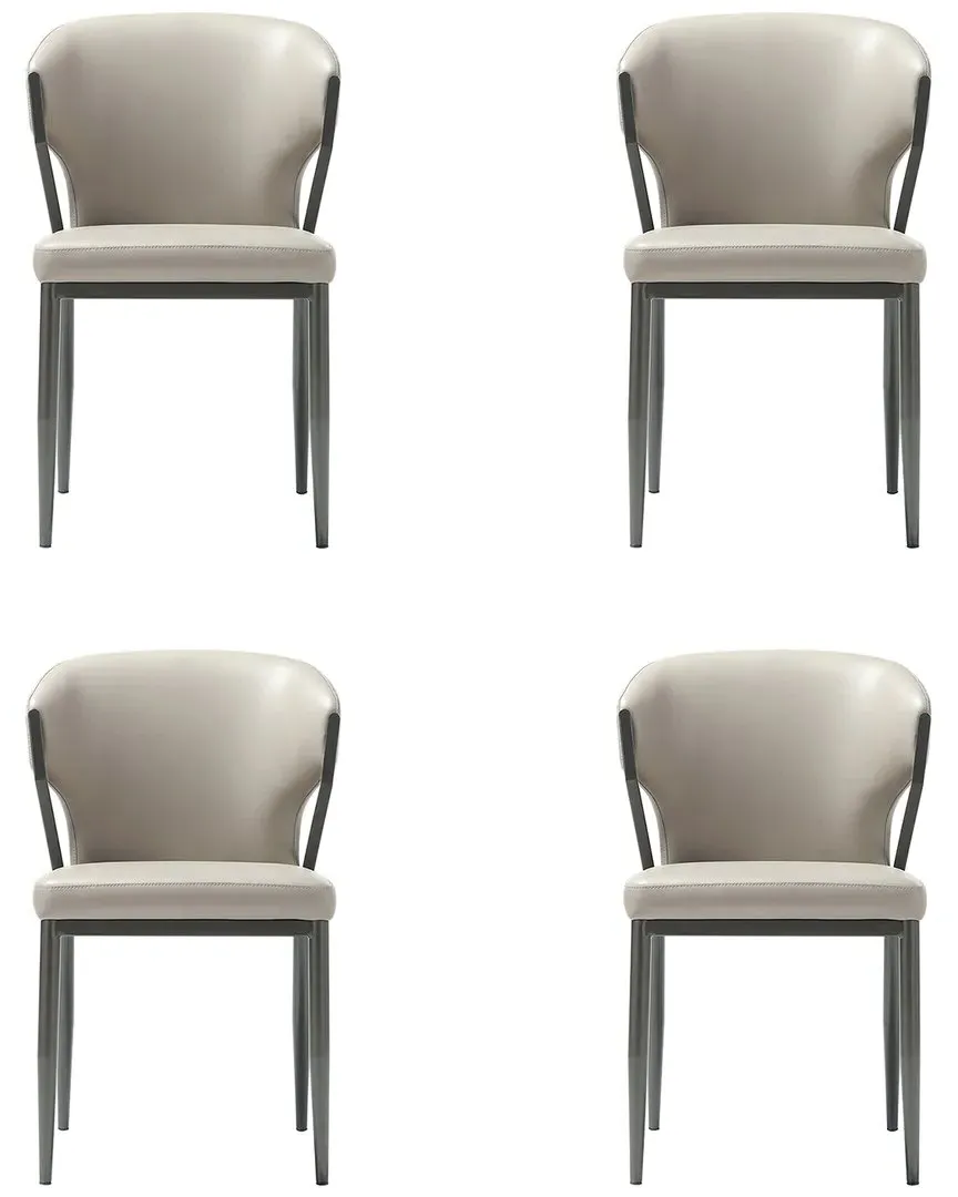 Kirsten Dining Chair with Metal Legs - Light Grey, Leatherette