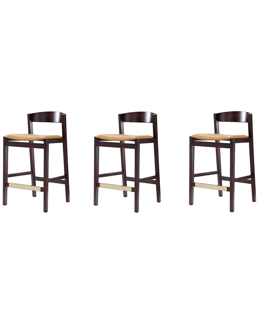 Klismos Counter Stools Set of 3 - Camel, Beech Wood image