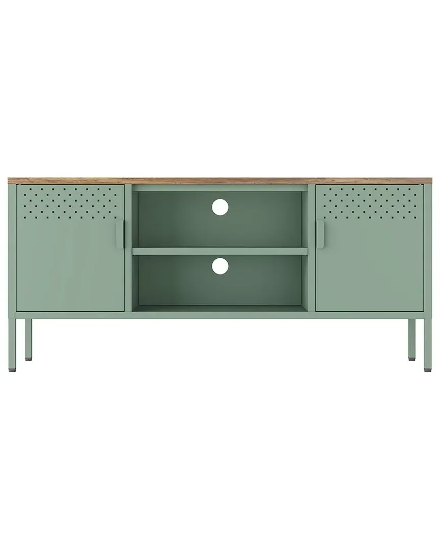 Landen 47in TV Stand with 6 Shelves - Green, Steel image