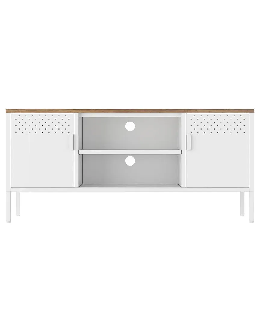 Landen 47in TV Stand with 6 Shelves - White, Steel