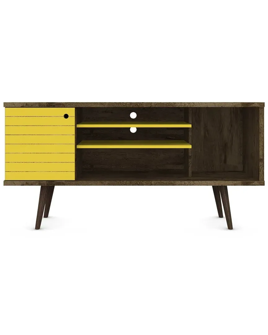 Liberty TV Stand with Storage - Rustic Brown, Yellow