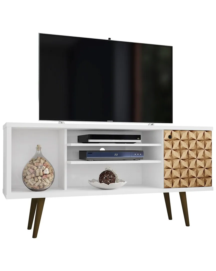 Liberty TV Stand with Storage - White, 3D Brown Print