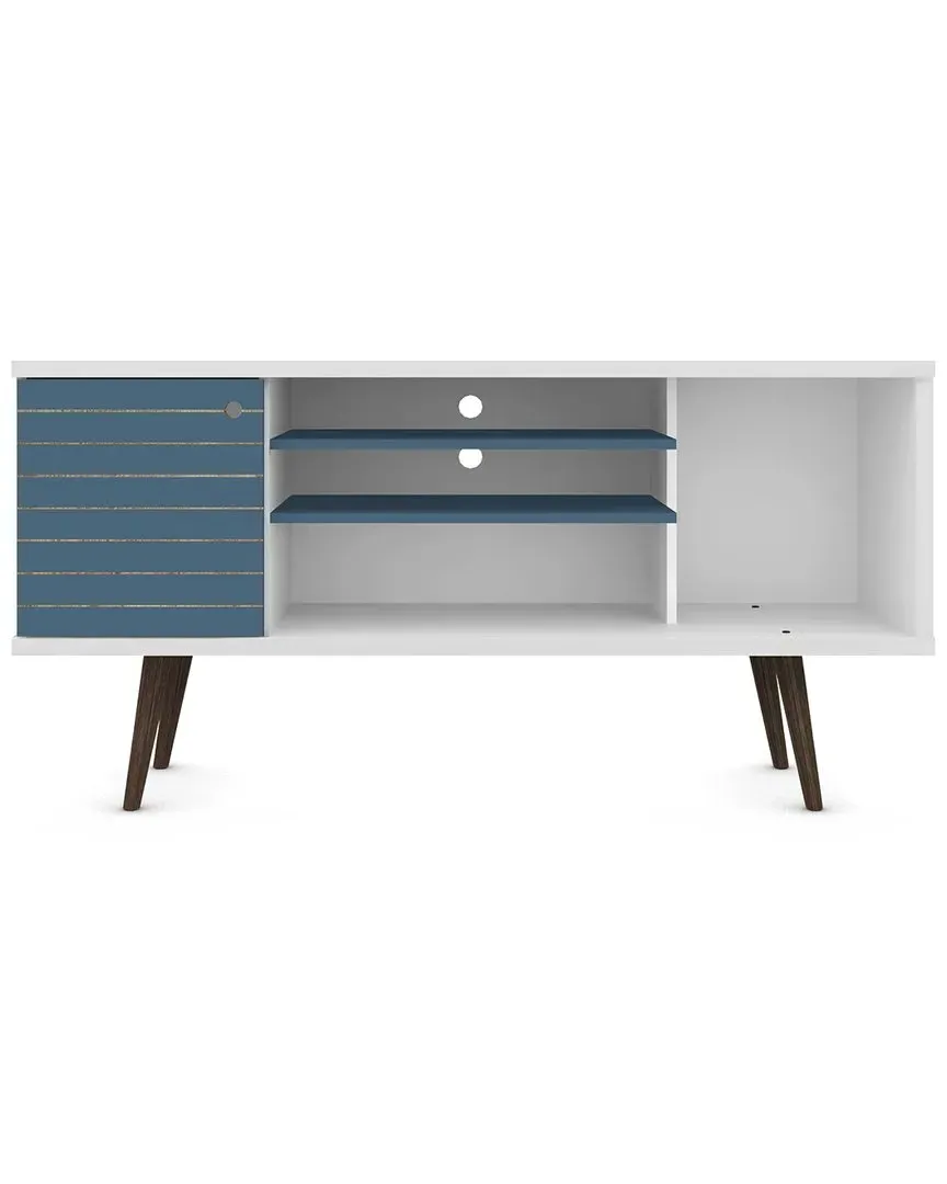 Liberty TV Stand with Storage - White, Aqua Blue Gloss