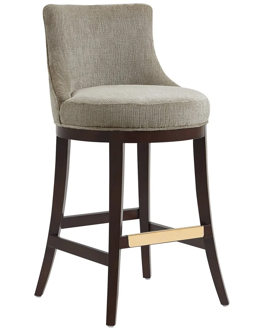 Lucia Barstool with Backrest - Taupe, Chenille
