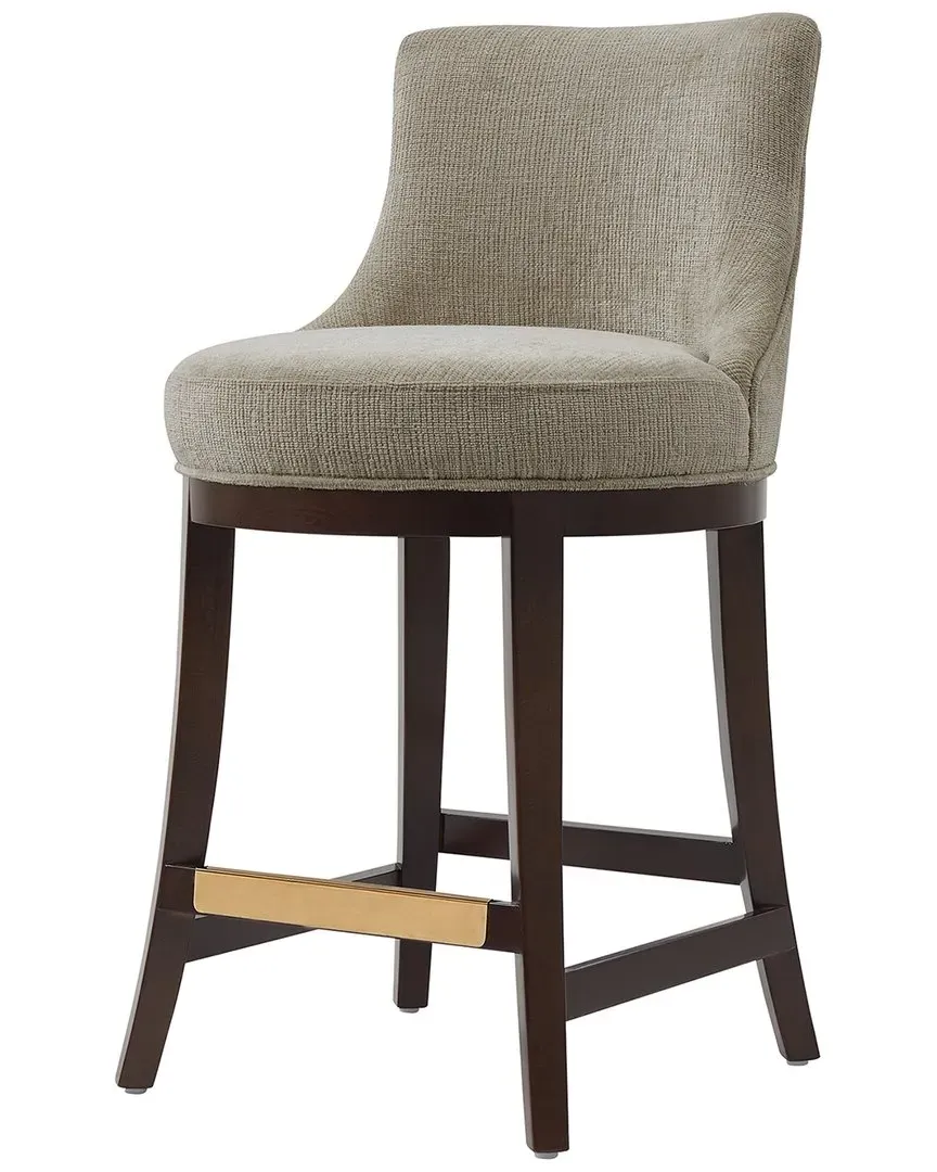 Lucia Counter Stool with Backrest - Taupe, Chenille