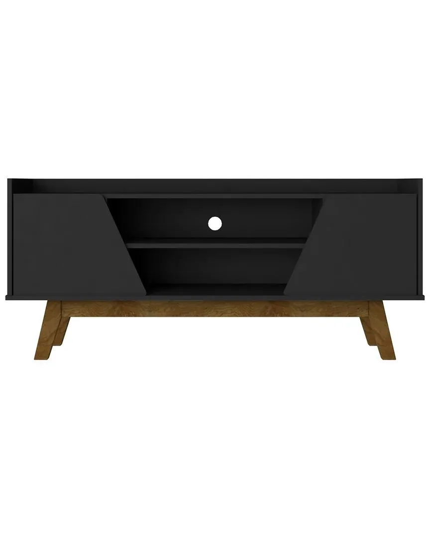 Marcus TV Stand with Solid Wood Legs - Black image