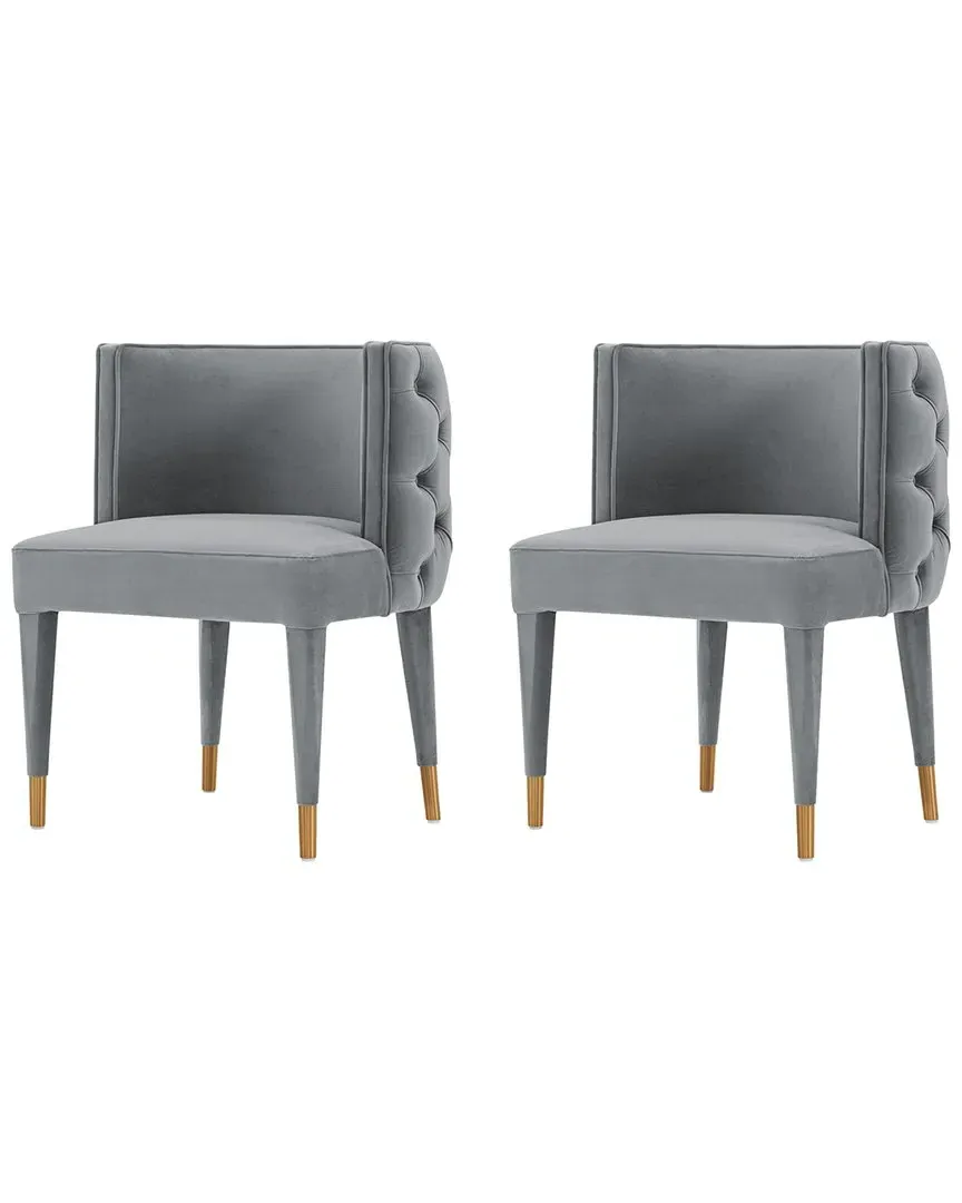 Maya Set of 2 Dining Chairs - Grey, Velvet
