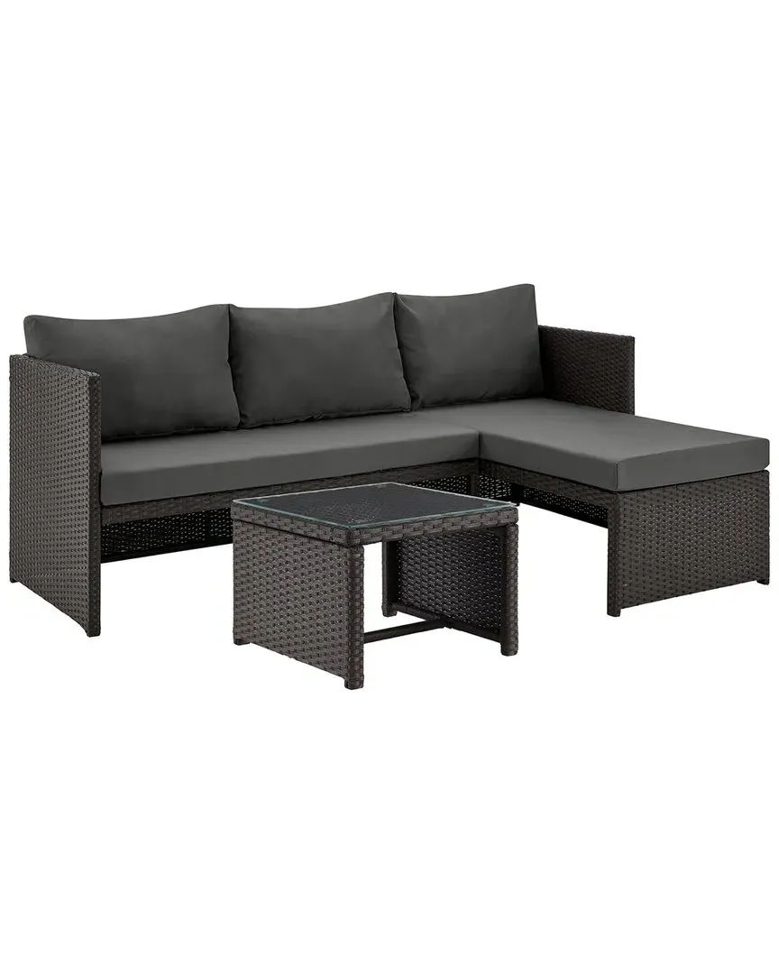 Menton Patio 2-Seater Lounge Set with Coffee Table - Brown image