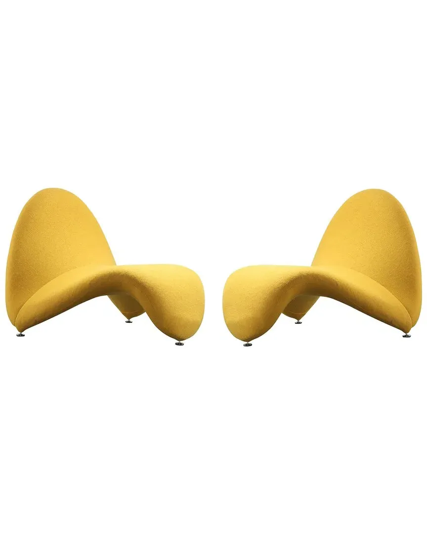 MoMa Set of 2 Accent Chairs - Yellow, Metal
