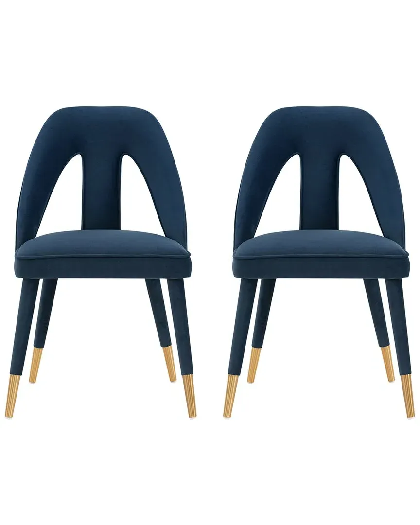 Neda Set of 2 Dining Chairs - Midnight Blue, Velvet