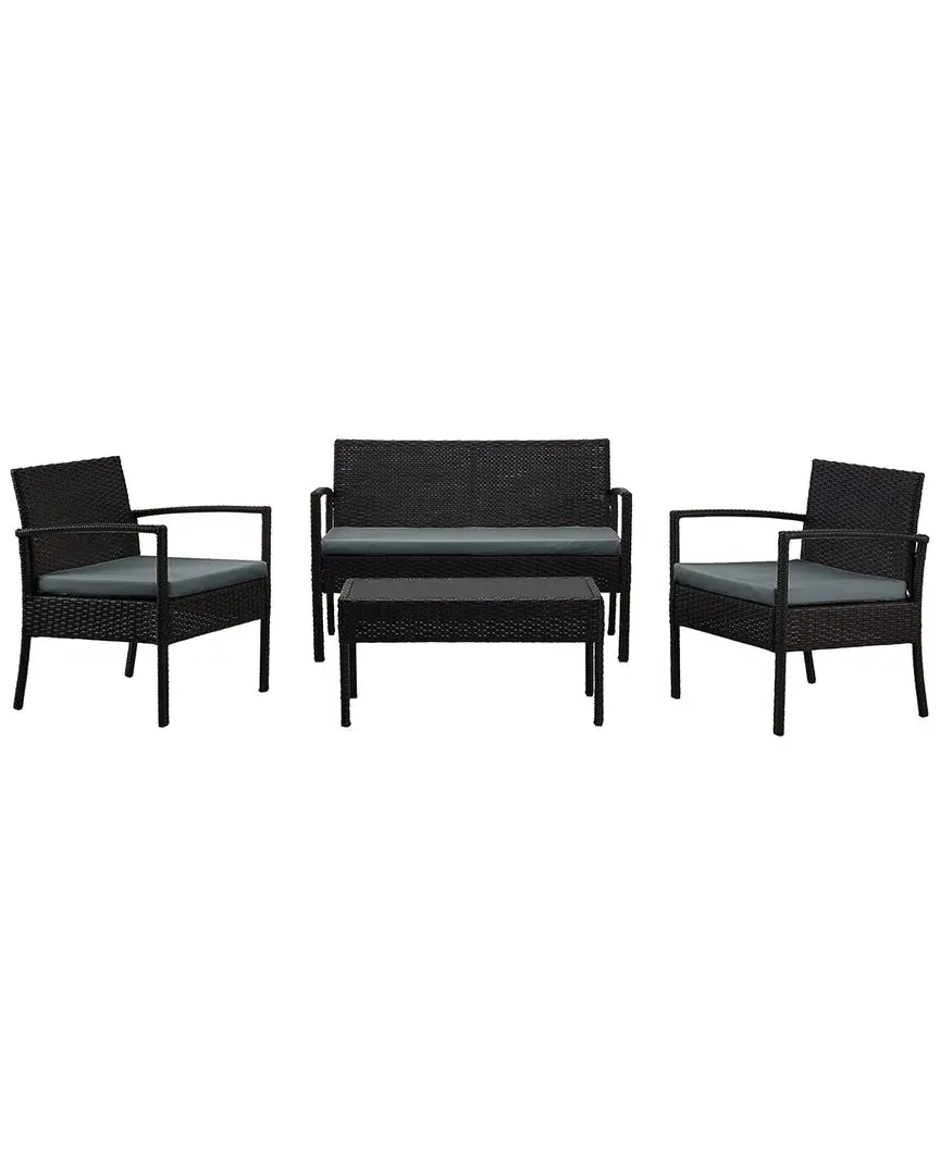 Noli 4-Person Patio Conversation Set with Coffee Table - Black image