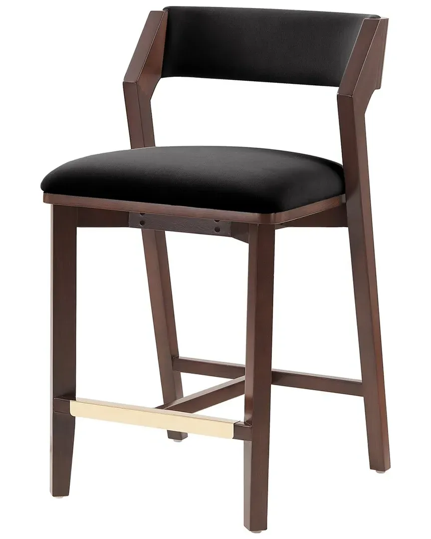 Patricia Counter Stool with Backrest - Black, Velvet image