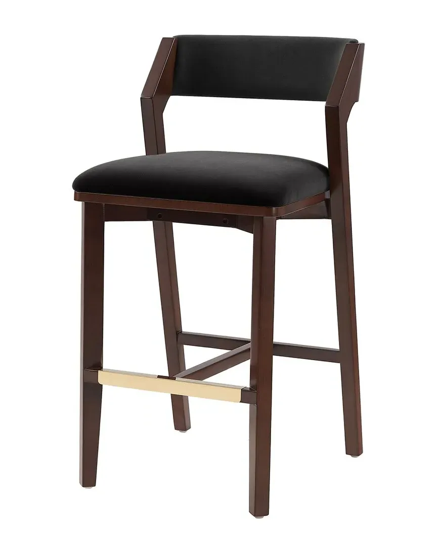 Patricia Velvet Barstool with Beech Wood Legs - Black image