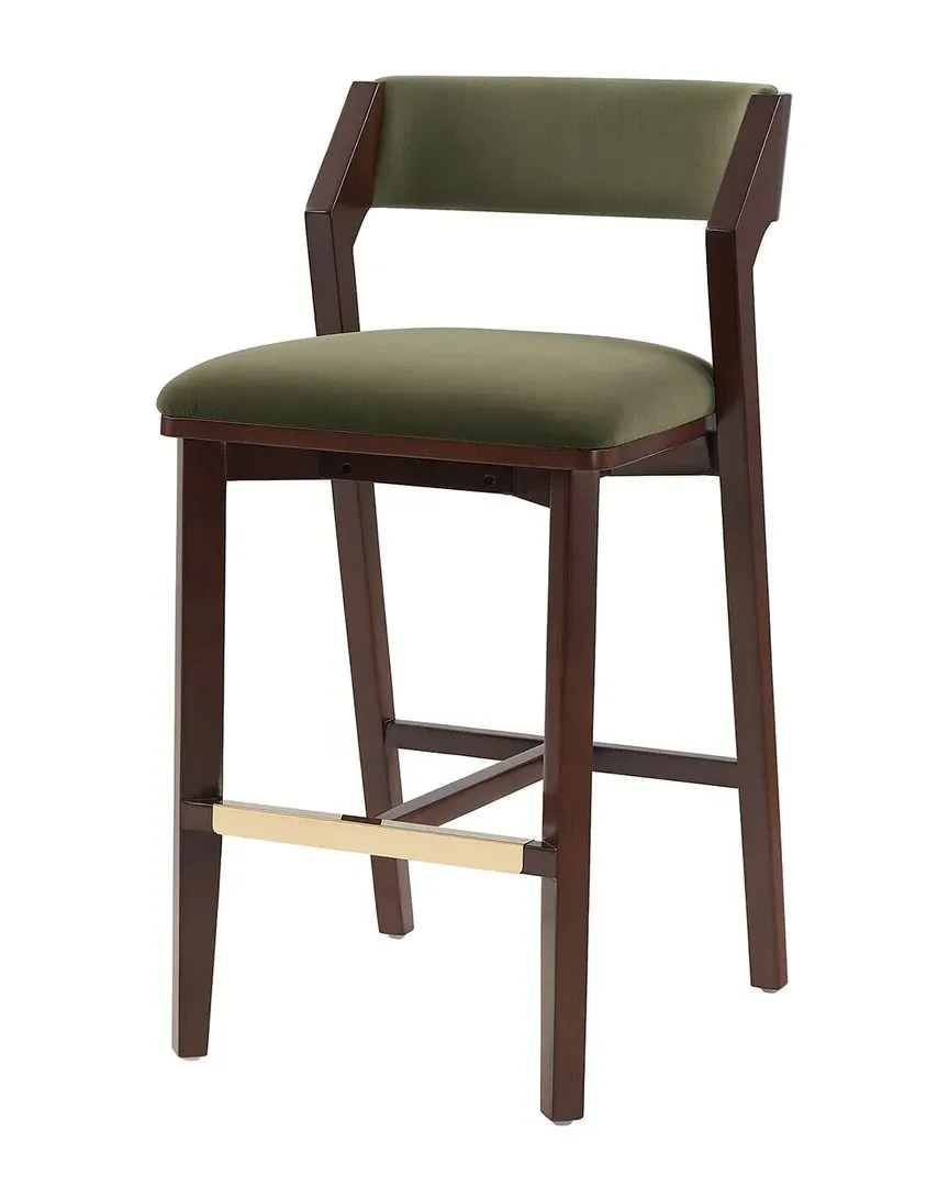 Patricia Velvet Barstool with Beech Wood Legs - Green