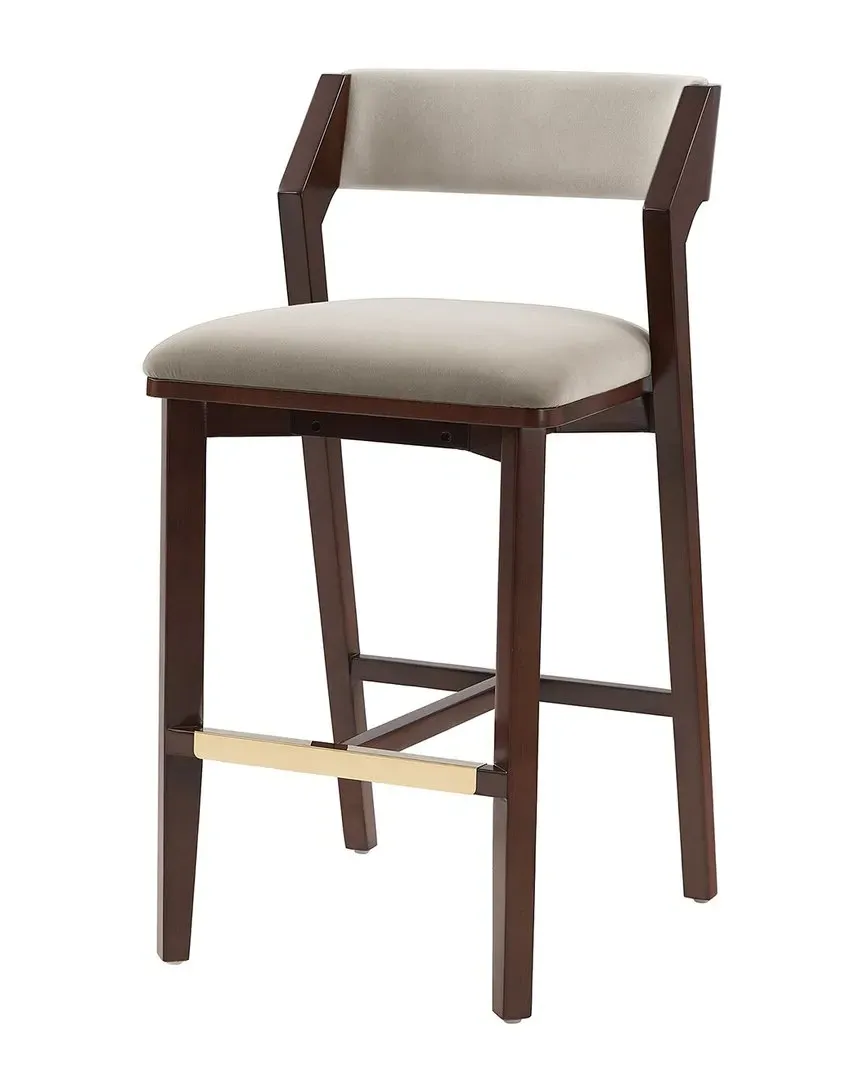 Patricia Velvet Barstool with Beech Wood Legs - Linen
