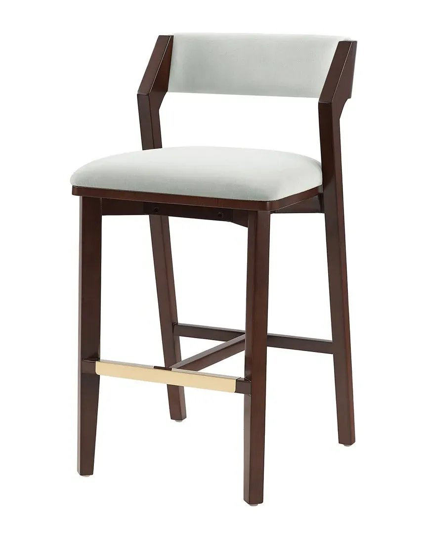 Patricia Velvet Barstool with Beech Wood Legs - White