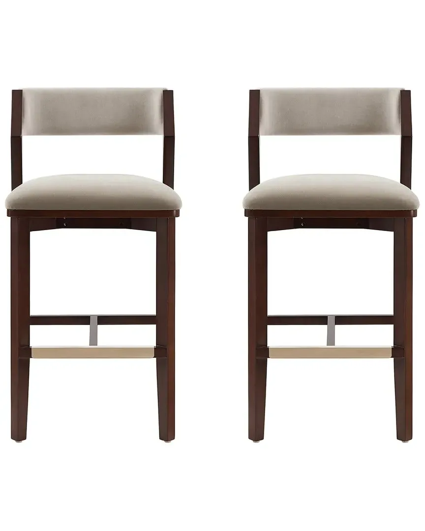 Patricia Velvet Barstools Set of 2 - Linen, Beech Wood