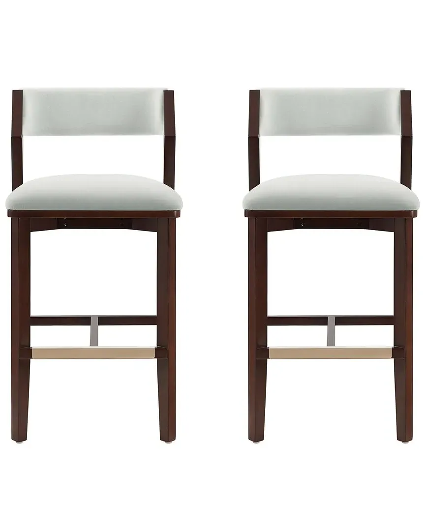 Patricia Velvet Barstools Set of 2 - White, Beech Wood