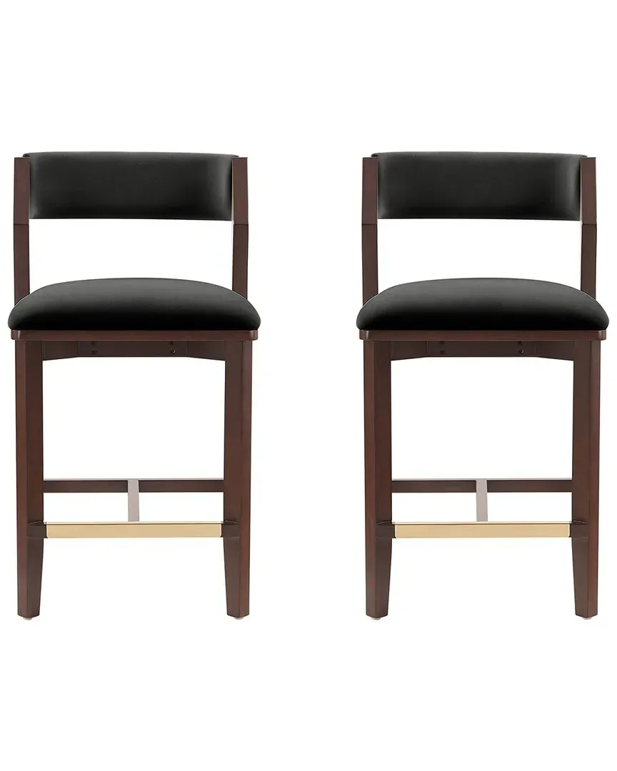 Patricia Velvet Counter Stools Set of 2 - Black, Beech Wood image