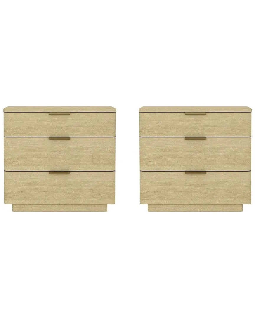 Payton Nightstands Set of 2 with 6 Drawers - Natural Oak, MDF image