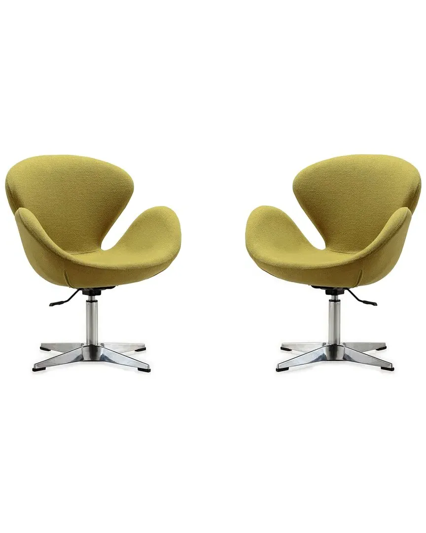 Raspberry Set of 2 Adjustable Swivel Chairs - Green, Metal