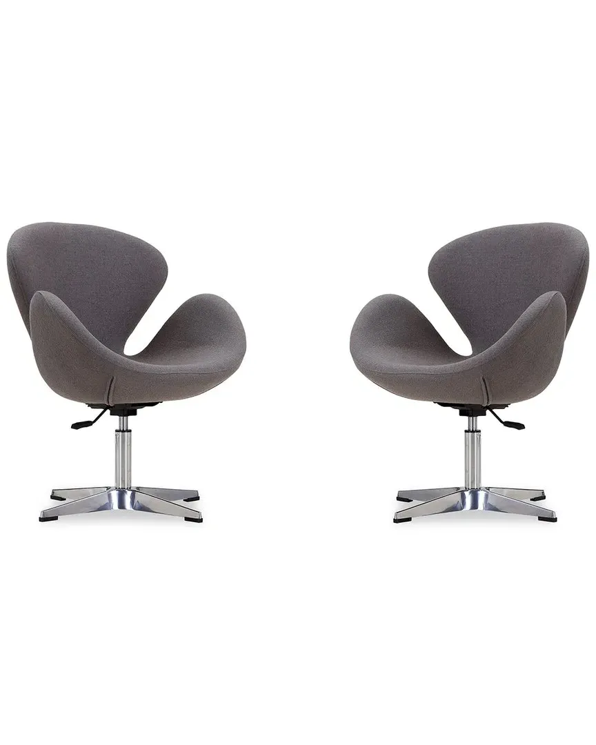 Raspberry Set of 2 Adjustable Swivel Chairs - Grey, Metal