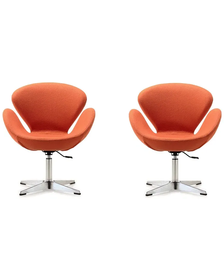 Raspberry Set of 2 Adjustable Swivel Chairs - Orange, Metal