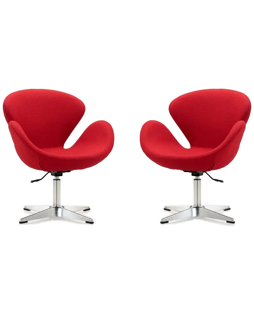 Raspberry Set of 2 Adjustable Swivel Chairs - Red, Metal