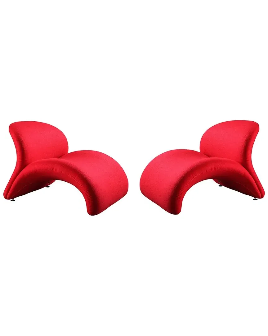 Rosebud Set of 2 Accent Chairs - Red, Metal