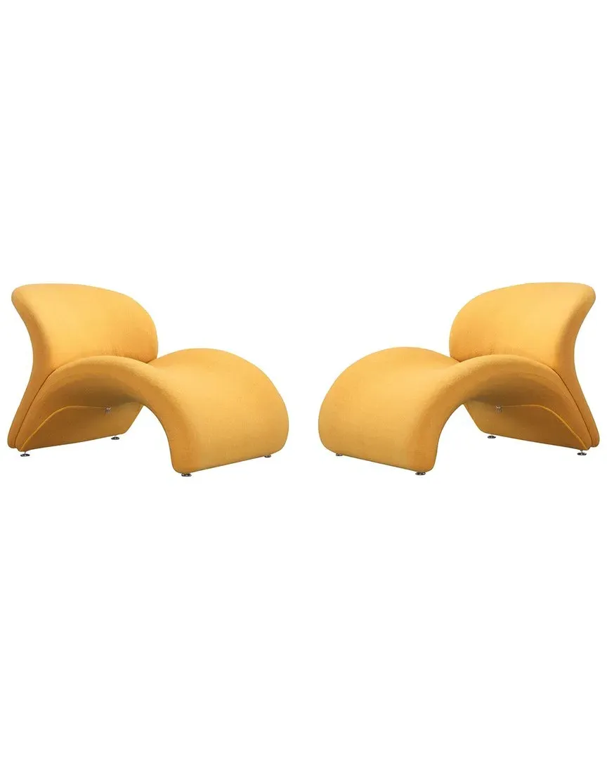 Rosebud Set of 2 Accent Chairs - Yellow, Metal