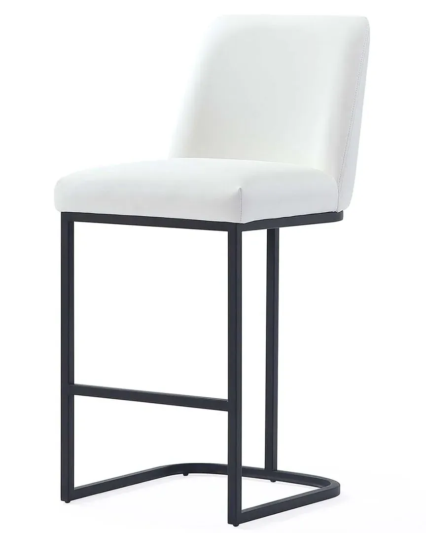 Serena Counter Stool with Backrest - White, Leatherette image